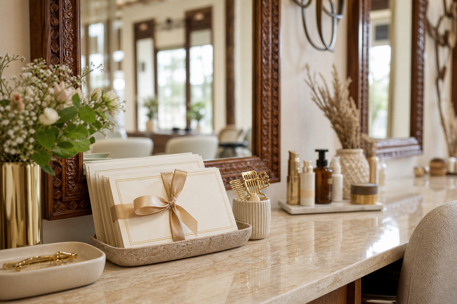 Warm salon gift voucher display